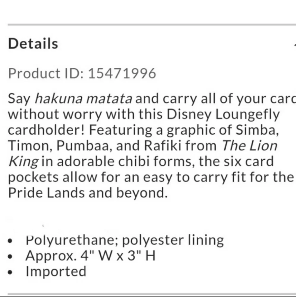 Loungefly Lion King mini backpack and cardholder